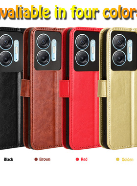 适用于传音Infinix Hot30 5G，X6832疯马纹皮套手机壳插卡防摔套