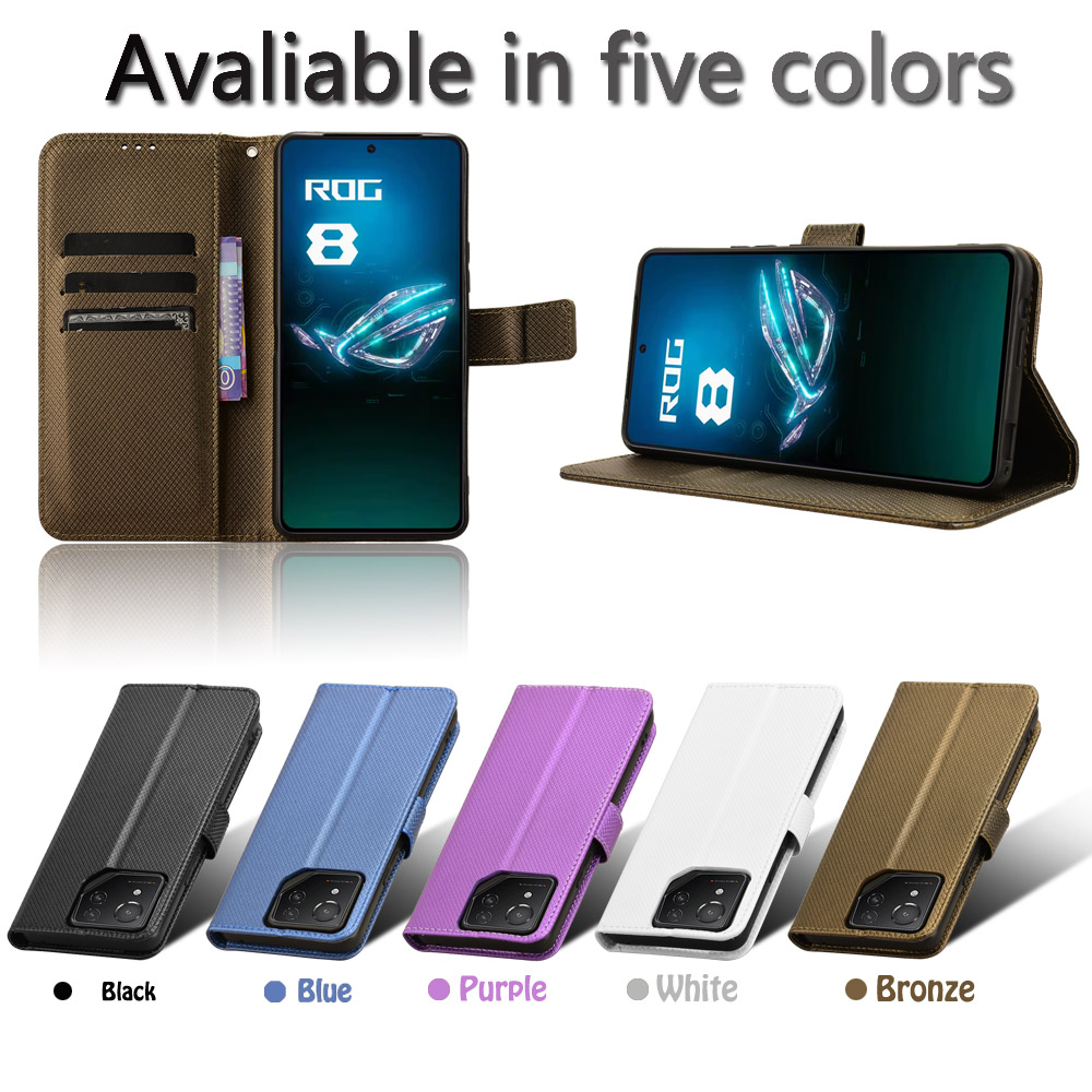 适用于华硕Rog Phone8/8pro钻石纹皮套手机壳插卡防摔保护套男女