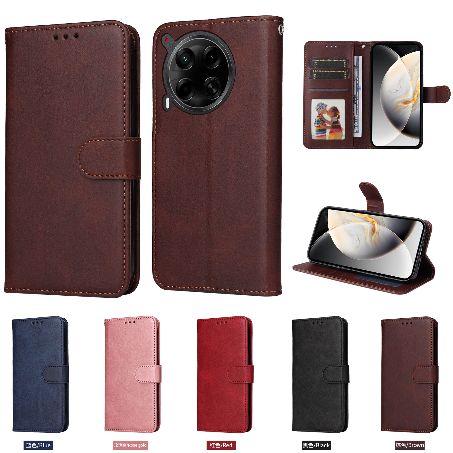 适用于传音Tecno Camon30 4G,Camon30 5G,CL6,CL7经典小牛纹皮套手机壳插卡防摔保护套翻盖式外壳商务