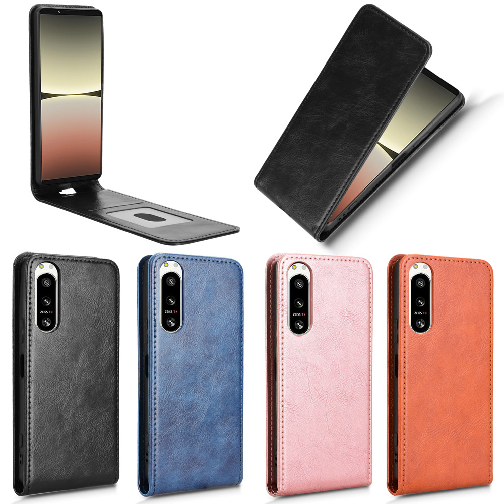 适用于索尼Xperia5IV背吸疯马纹上下开皮套手机壳插卡防摔保护套商务男女