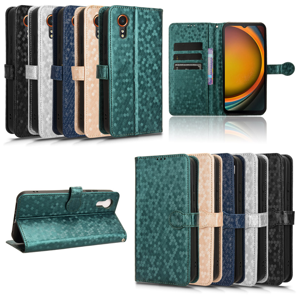 适用于三星Xcover7波点纹皮套手机壳插卡保护套防摔男女翻盖软壳