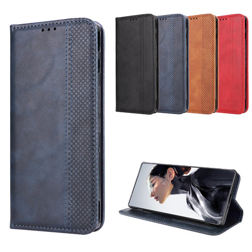 适用于中兴红魔11 Air，ZTE nubia RedMagic 11 Air磁扣复古纹皮套手机壳插卡防摔保护套翻盖式商务男女