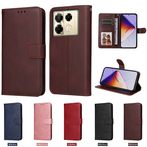 适用于传音Infinix Note40 Pro 4G，X6850经典小牛纹皮套手机壳插卡防摔保护套翻盖式外壳商务