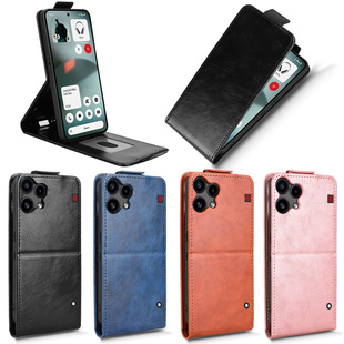 适用于Nothing Phone 3A Lite带扣上下开疯马纹皮套手机壳插卡防摔保护套男女翻盖素皮