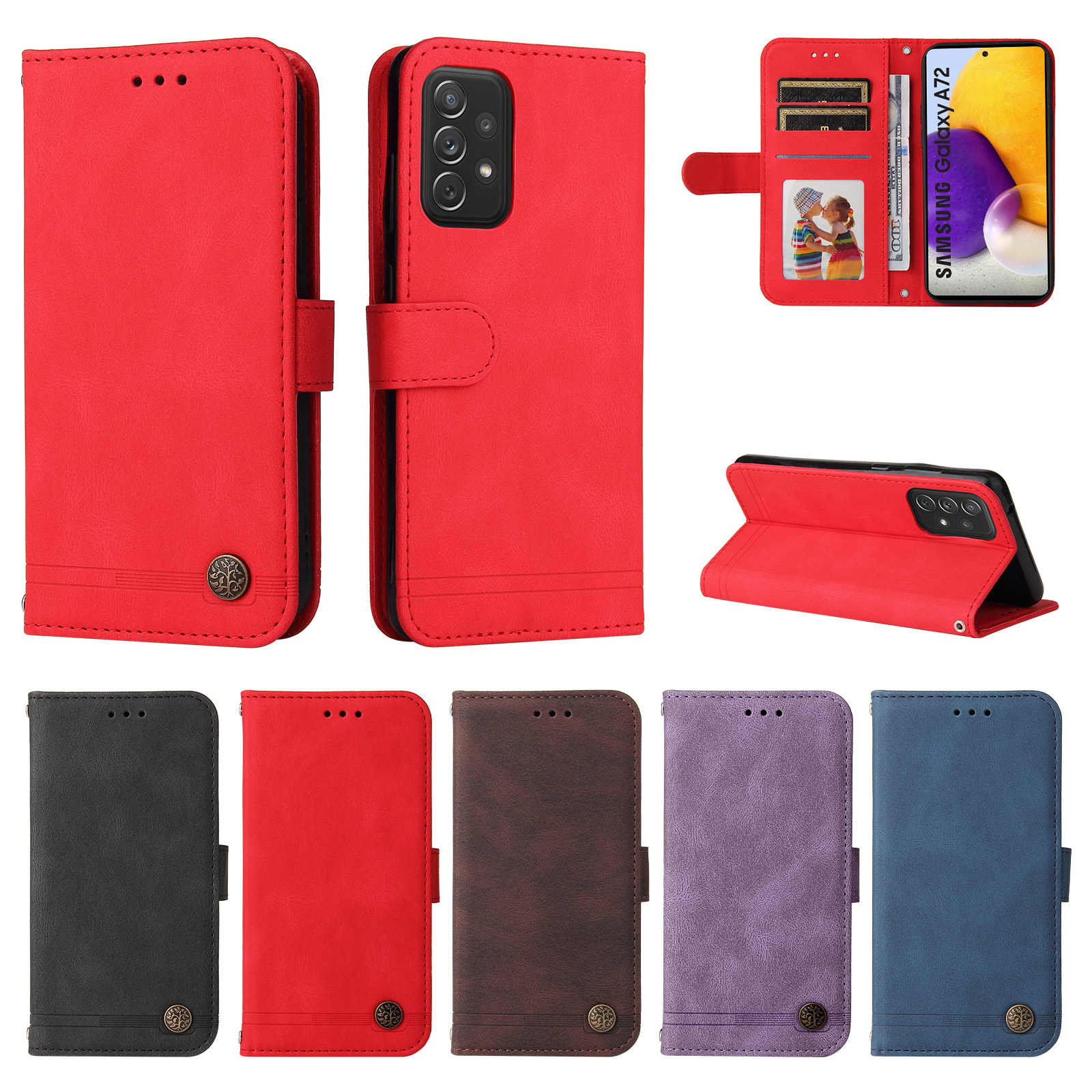 适用于三星a42肤感树纹皮套手机壳a52/a72插卡保护套5g软a52s男女