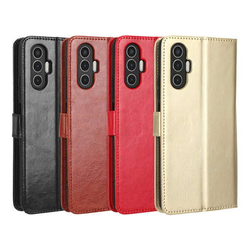 适用于传音Tecno Pova3疯马纹插卡皮套手机壳翻盖式防摔保护套软