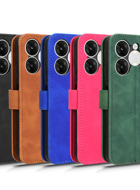 适用于传音ltel  A80 4G肤感小牛纹皮套手机壳插卡防摔保护套翻盖外壳男女