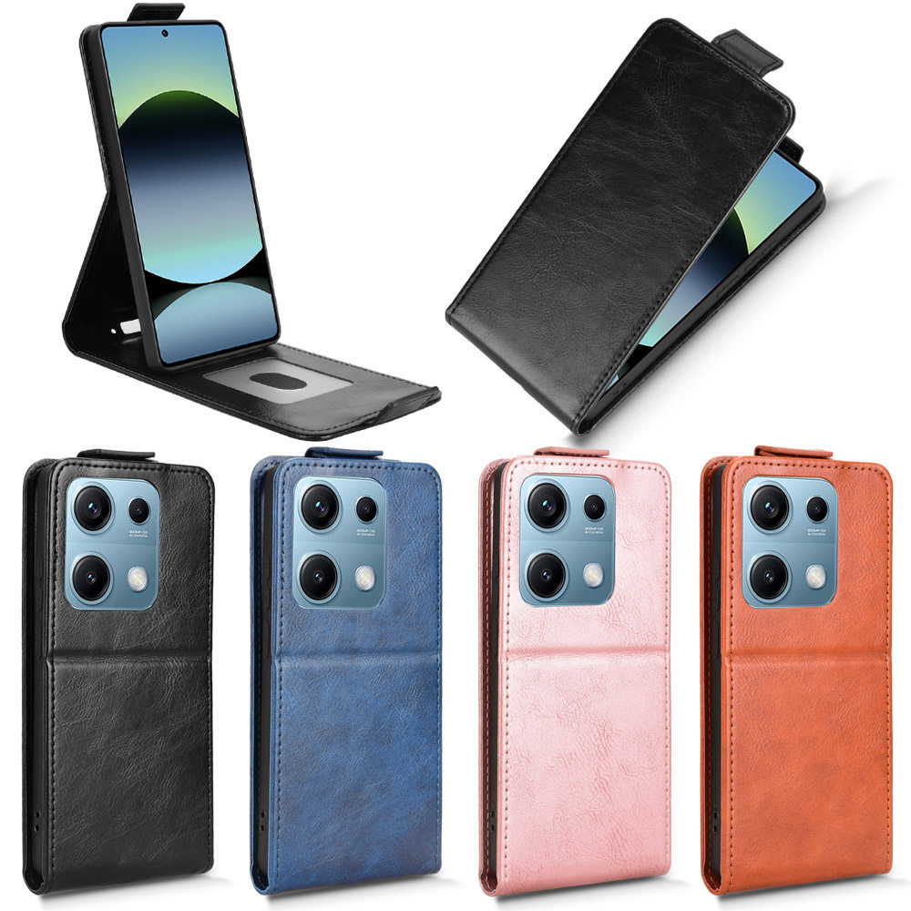 适用于红米Note14S 4G,红米Note13 Pro 4G,小米Poco M6 Pro 4G带扣上下开疯马纹皮套手机壳翻盖插卡保护套