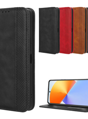 适用于传音Infinix Note30 VIP磁扣复古纹皮套手机壳插卡防摔软壳