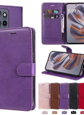 适用于MOTO ThinkPhone25，Edge50 Neo，S50 5G简约纯色皮套手机壳插卡防摔保护套翻盖式商务外壳