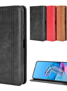 适用于华硕Zenfone7/7pro/ZS670KS/ZS671KS磁扣复古纹皮套手机壳