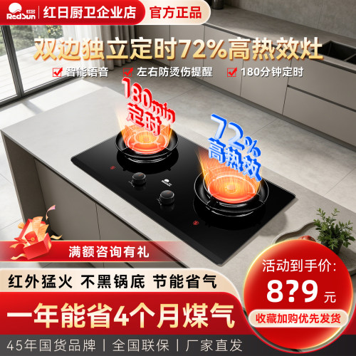 Redsun/红日 EX56B红外线燃气灶双灶家用定时防干烧防烫标识智能
