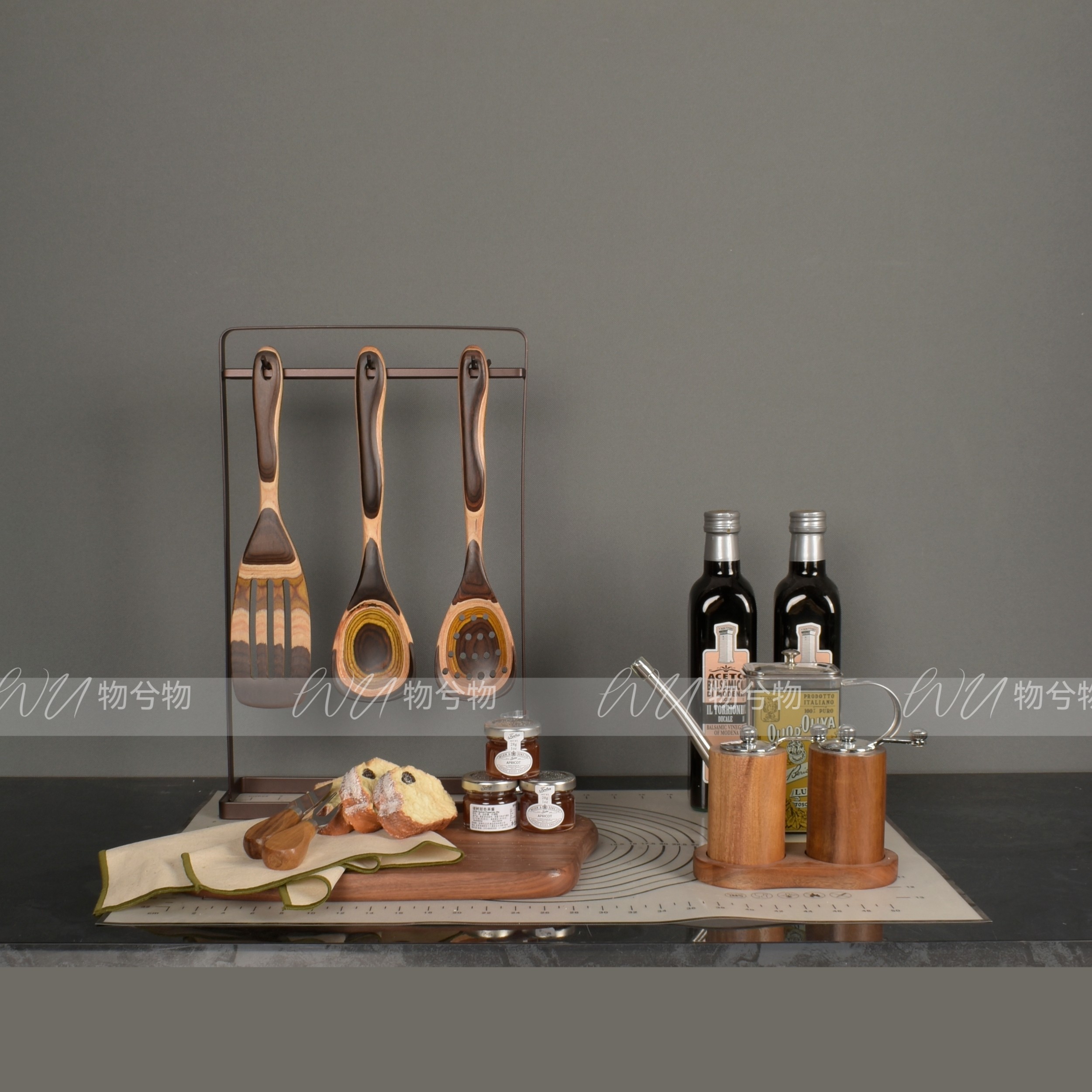 WU物兮物 中古风样板间厨房台面调味瓶托盘铲勺组合软装饰品摆件,家居饰品,家饰软装搭配套装,淘宝优惠券,粉丝福利购,淘宝优惠卷