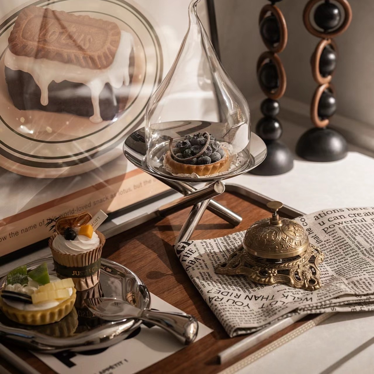 WU 物兮物 中古老钱风轻奢样板间厨房餐边柜中岛台烛台餐盘蛋糕盘,家居饰品,家饰软装搭配套装,淘宝优惠券,粉丝福利购,淘宝优惠卷