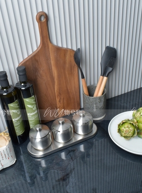WU 物兮物 新中式绿色系厨房饰品组合调味砧板锅铲搭配摆件样板房