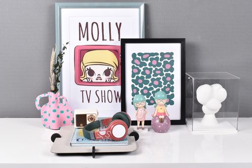 WU.物兮物 样板房音乐主题卡通娃娃耳机儿童房女儿房飘窗书桌软装