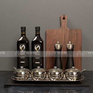 餐厅橱柜软装 轻奢现代样板间厨房摆件组合套装 橄榄油瓶 物兮物