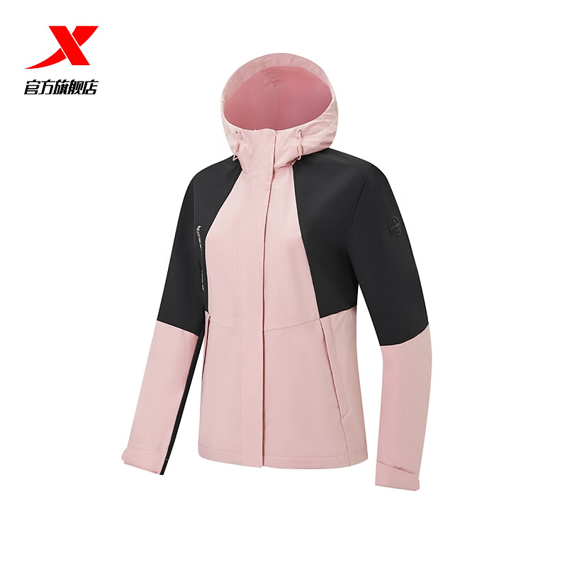 特步三防冲锋衣女加绒保暖风衣