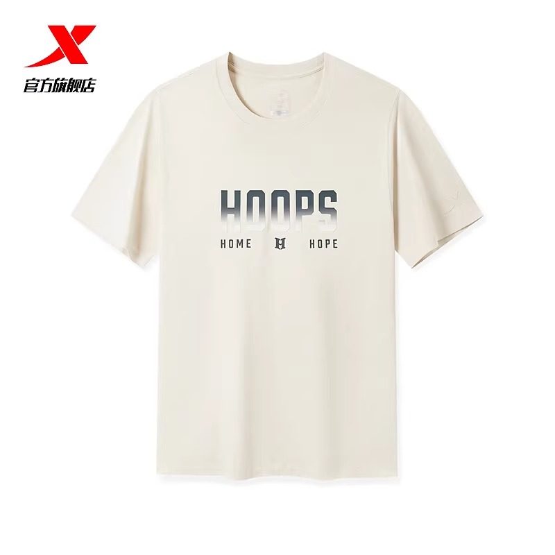 特步短袖T恤男圆领纯棉透气