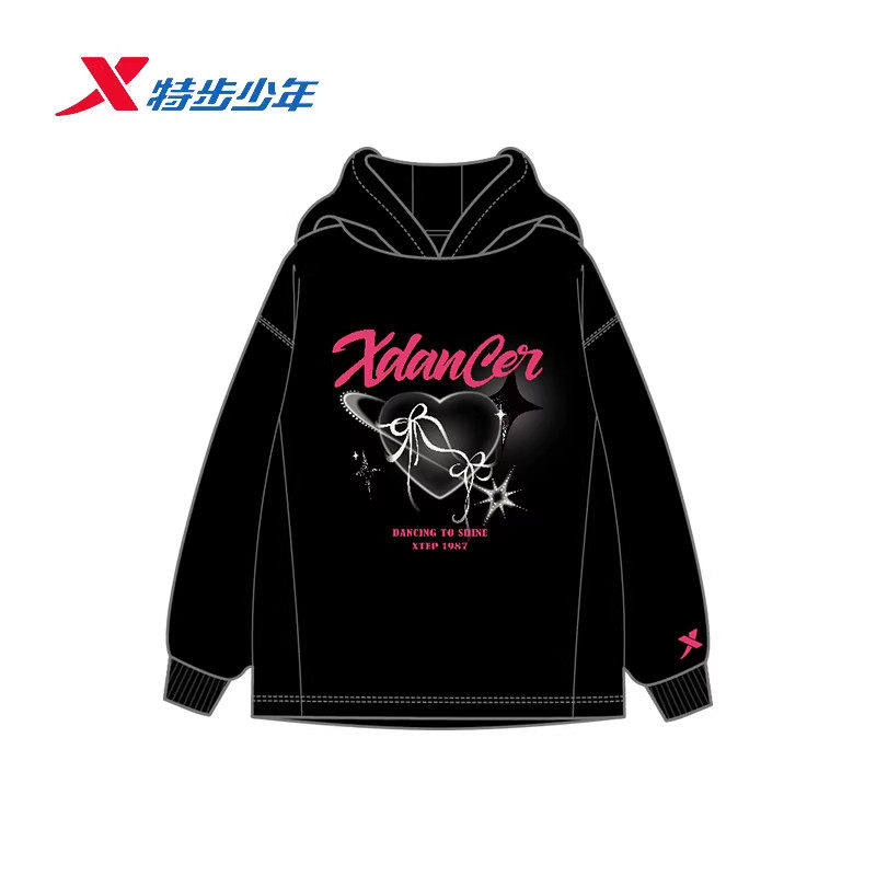 特步儿童连帽卫衣女童2026春季新款宽松印花套头衫674124088406,童装/婴儿装/亲子装,卫衣/绒衫,淘宝优惠券,粉丝福利购,淘宝优惠卷