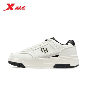 特步休闲运动板鞋男款2025秋新款男鞋复古校园小白鞋975319310019