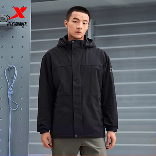 特步加绒保暖厚外套男款冬季新款梭织运动拆卸帽976429160149