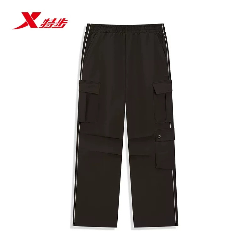 特步工装裤女保暖多口袋运动裤
