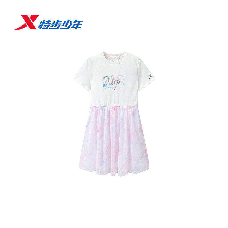 特步儿童连衣裙女小童2026夏季新款可爱吸湿公主裙子674224913098