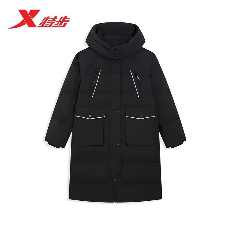 特步中长款羽绒服女士2025冬季新款加厚保暖防风外套975428640240