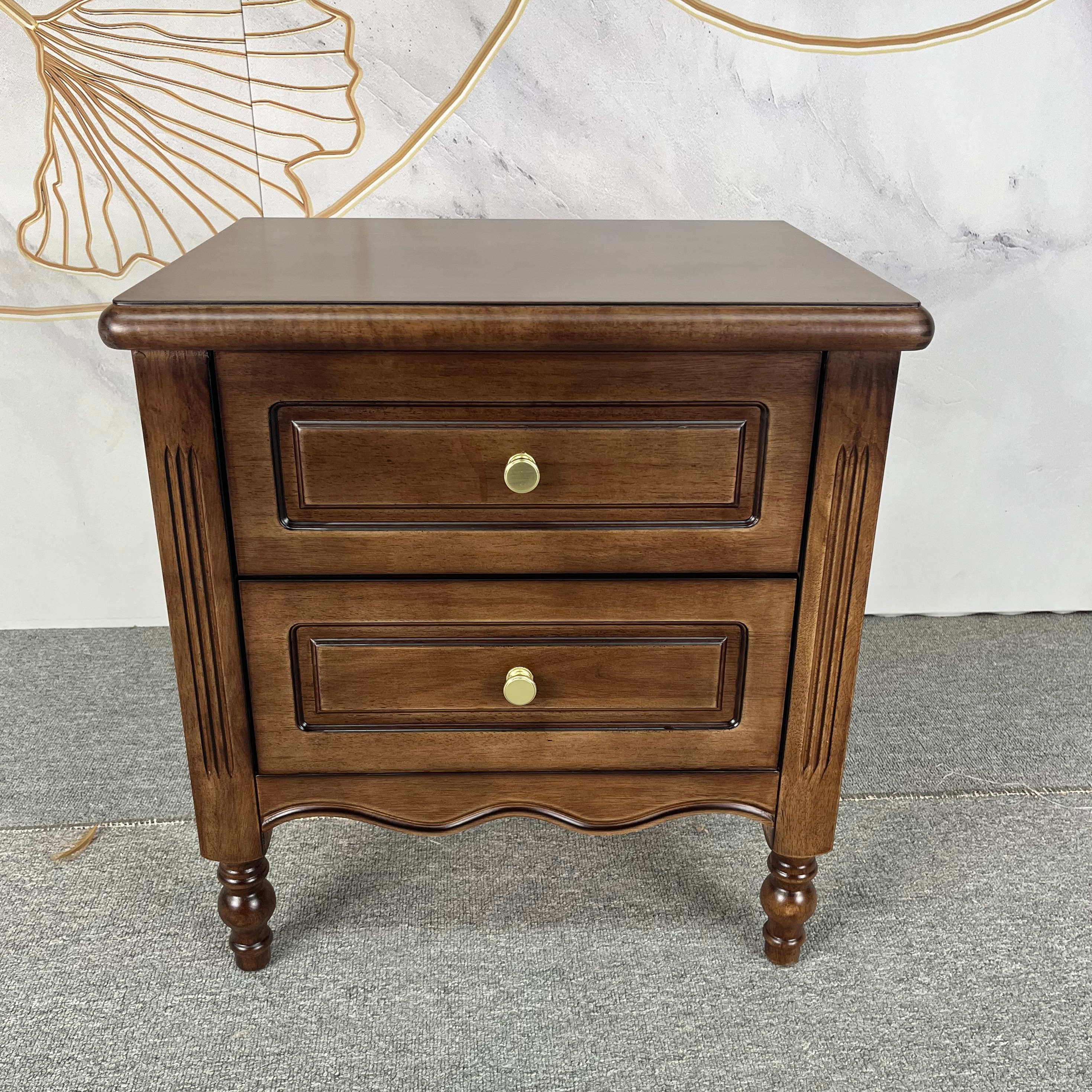 美式复古实木床头柜整装