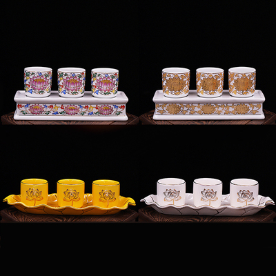 陶瓷三连佛法僧大悲水敬神供杯