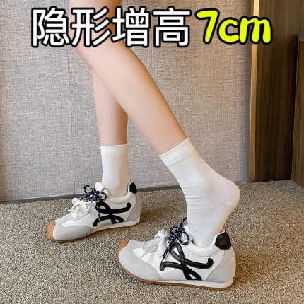 真皮！7cm内增高德训鞋女2025新款厚底休闲百搭运动鞋复古阿甘鞋