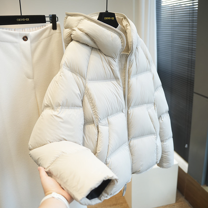 轻三防面料！90白鸭绒连帽短款泡芙羽绒服女面包服外套冬季A81J