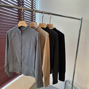 THEWOW德绒山羊绒立领上衣晓星氨纶双面磨绒吸湿发热双拉链开衫 女