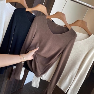 女毛衣秋冬新款 AMR 客供纱线舒适保暖显瘦V领打底衫 太爱穿了