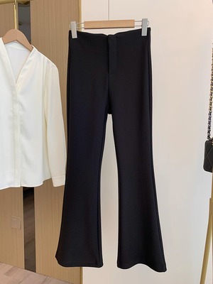 AMR UU◆瘦瘦裤 显腿长马蹄裤垂顺小黑裤高腰微喇阔腿裤女春夏新