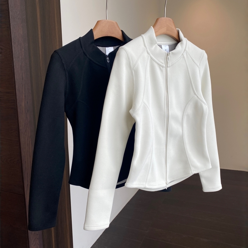 AMR UU◆立体裁剪 显身材比例修身显瘦保暖立领外套女上衣秋冬新