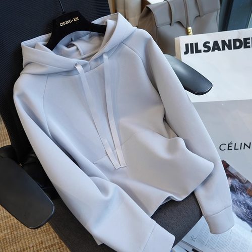 虫小小 M家连帽短款卫衣外套女宽松时尚口袋纯色休闲上衣秋季768M