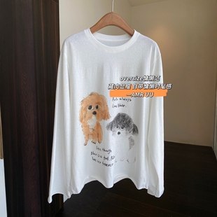 春夏新款 韩系时髦 T恤女打底衫 减龄卡通字母慵懒显瘦长袖 AMR