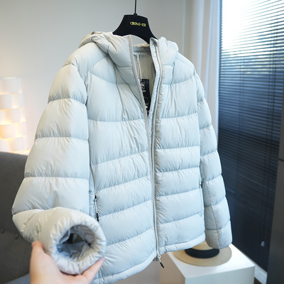 510T超高密！90白鸭绒保暖轻便薄款连帽羽绒服女短款外套秋冬A67F