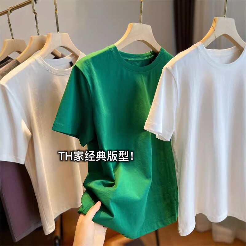 TH经典系列！高端纯棉正肩显瘦女士春夏圆领内搭打底上衣短袖T恤