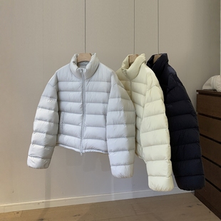 90白鸭绒排骨鱼骨羽绒服女2025新款短款小个子加厚泡芙面包服外套