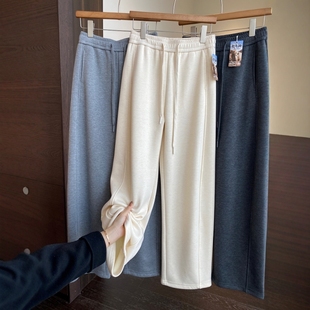 秋冬新款 一条过冬 女阔腿裤 加绒加厚保暖高腰显瘦直筒裤 AMR