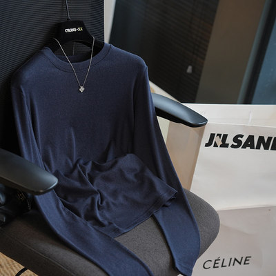 2026春季新款亚麻天丝柔软亲肤圆领纯色修身打底衫女长袖T恤A101B