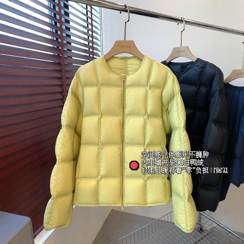 THEWOW 90%白鸭绒 立体廓形轻柔防风保暖纯色圆领荧光黄羽绒服