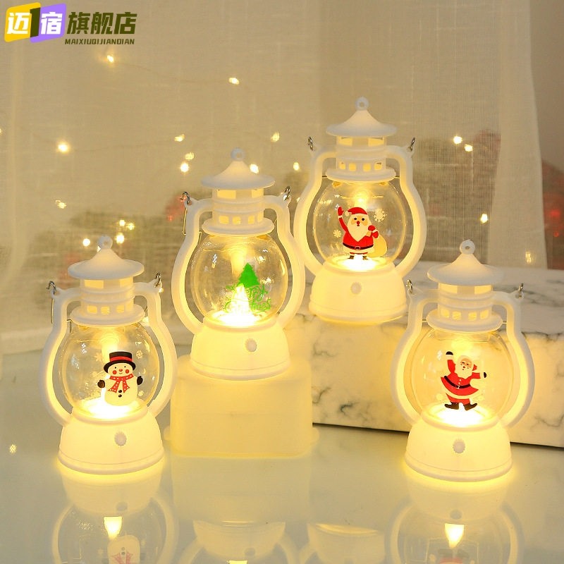 圣诞节树飘雪景小夜灯迷你发光桌面摆件礼物礼品氛围雪人玩具装饰