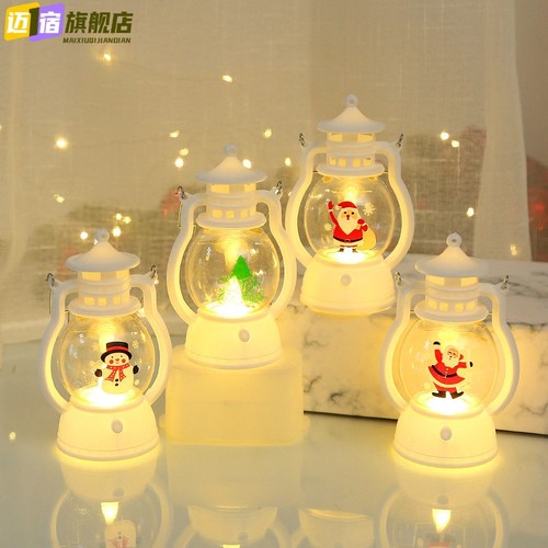 圣诞节树飘雪景小夜灯迷你发光桌面摆件礼物礼品氛围雪人玩具装饰