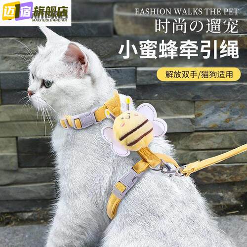 猫项圈猫绳小猫牵引绳猫咪牵引绳防挣脱外出专用宠物兔子背心遛猫