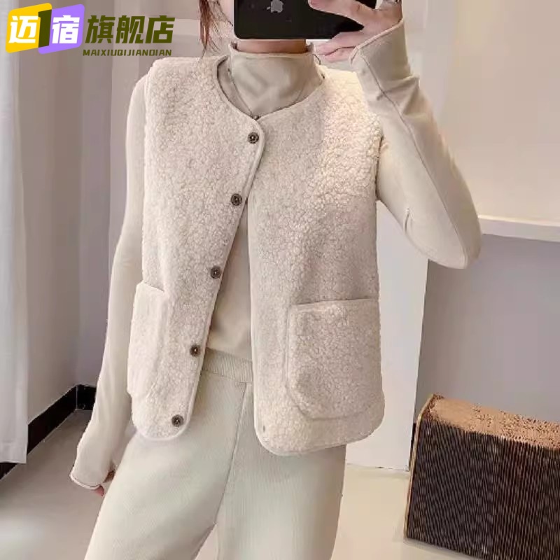 马甲女款2025新款秋冬皮毛一体马夹短款仿羊羔绒百搭坎肩背心外套