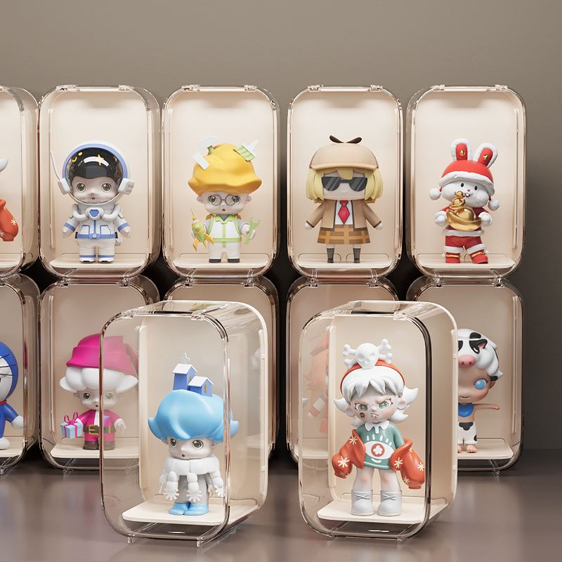 盲盒手办收纳盒展示架泡泡玛特透明防尘展示玩偶摆件收纳展示盒